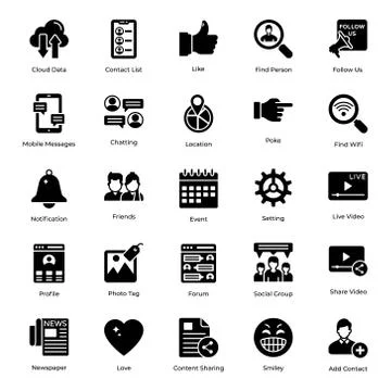 Social Media Solid Vectors Pack Stock Illustration