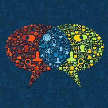Social media speech bubble interaction Stock Illustration