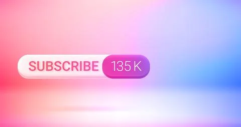 Social media subscribe button with counter. Vector 3d banner with copy space Stock Illustration
