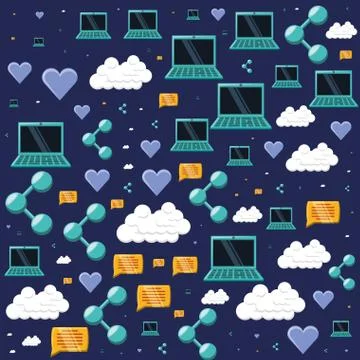 Social media technology pattern background 스톡 일러스트