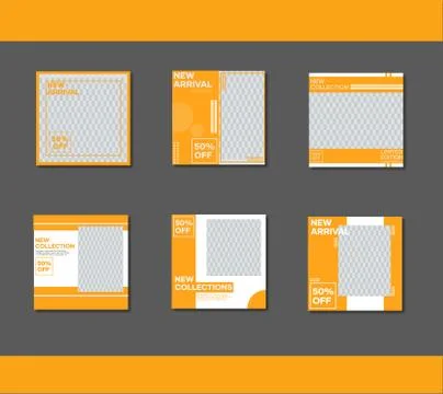 Social media template bundle, puzzle social media feed, post, ads Illustrazione stock