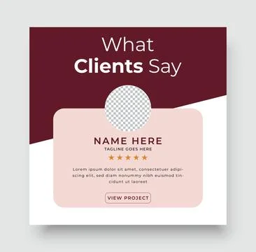 Social Media Template for Client Testimonials with Star Ratings and Project View Stock Illustration