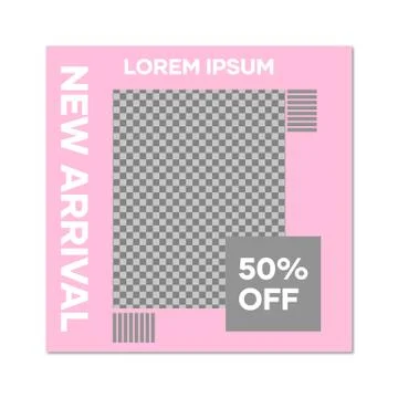 Social media template, post, feed and ads pink style Stock Illustration
