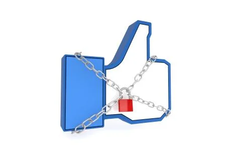 Social media thumbs up LIKE button with chains and padlock. Stock Illustration