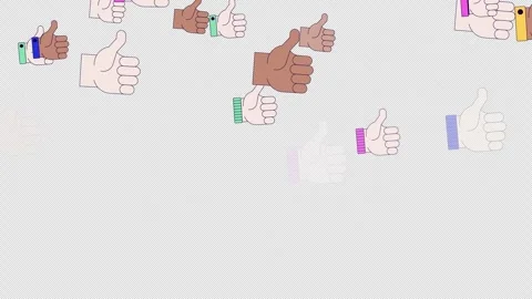 Social media thumbs up falling down top border video overlay Stock Footage 333110175
