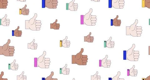 Social media thumbs up seamless pattern illustration Stock Illustration