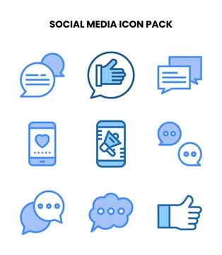 Social Media Two Colour Bundle Icons Pack Stock Illustration