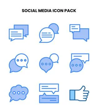 Social Media Two Colour Bundle Icons Pack Stock Illustration
