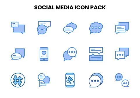 Social Media Two Colour Graphics Icons Pack Stock Illustration