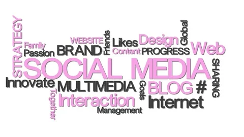 Social media typography with relevant buzzwords pink Stock Footage 77547006