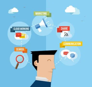 Social media user concept flat illustration Stock Illustration