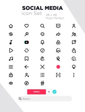 Social media vector icon set, User interface icon pack outline Stock Illustration