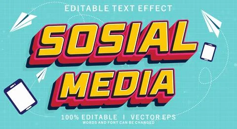 Social media vector text effect with modern style design Illustrazione stock