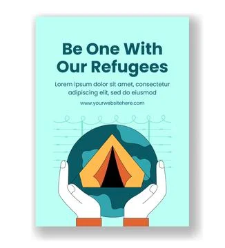 Social Media Vertical Poster Flat Cartoon Hand Drawn World Refugee Day Back.. Stock Illustration