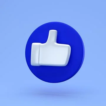 Social like minimal concept. 3d render. Like icon on a blue circle isolated o Stock Illustration