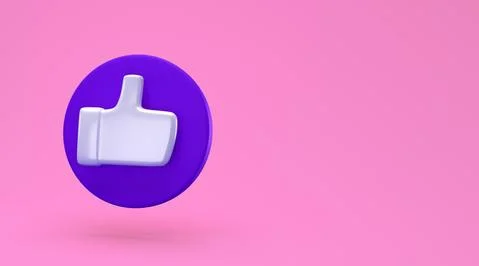 Social like minimal concept. 3d render. Like icon on a blue circle isolated o Stock Illustration
