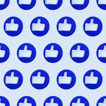 Social like minimal concept seamless pattern. 3d render. Like icon on a blue  イラスト素材