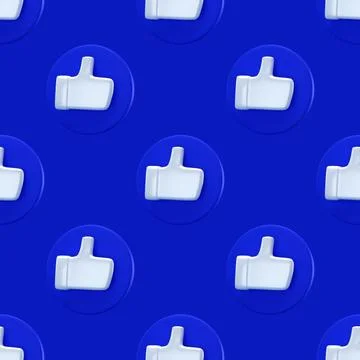 Social like minimal concept seamless pattern. 3d render. Like icon on a blue  イラスト素材