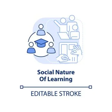 Social nature of learning light blue concept icon Stock Illustration