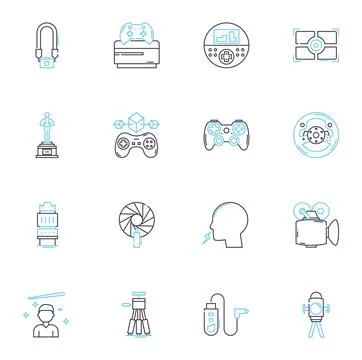 Social nerk linear icons set. Connections, Friends, Followers, Likes, Shares Stock Illustration
