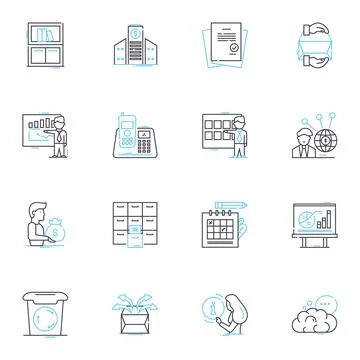 Social nerk linear icons set. Facebook, Twitter, Instagram, LinkedIn, Snapchat Stock Illustration