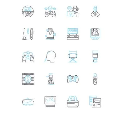 Social nerk linear icons set. Connections, Friends, Followers, Likes, Shares Stock Illustration
