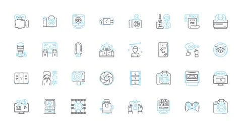 Social nerk linear icons set. Connections, Friends, Followers, Likes, Shares Stock Illustration