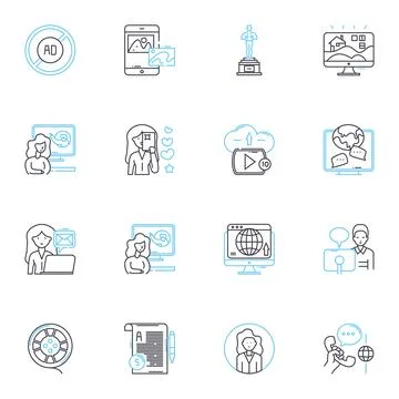 Social nerking linear icons set. Connections, Community, Interactions イラスト素材