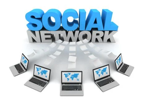 Social network 3d concept illustration Stock Illustration