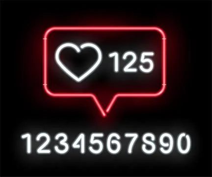 Social network activity indicators neon icon. Likes quantity significative Stock Illustration