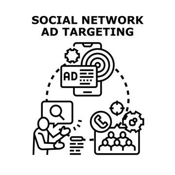 Social network ad targeting concept for digital marketing Stock Illustration