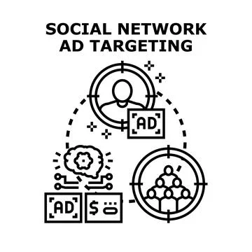 Social network ad targeting concept with audience segmentation Stock Illustration