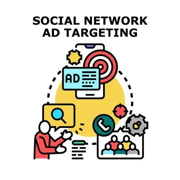 Social network ad targeting concept for digital marketing Stock Illustration