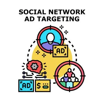 Social network ad targeting concept with audience segmentation Stock Illustration