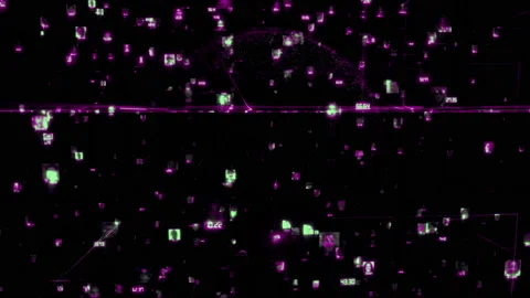 Social network and big data concept with linked by purple lines people portraits Stock Footage 151591118