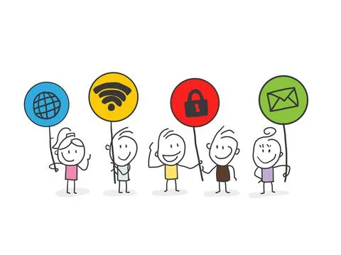 Social network and teamwork concept for web. Flat style vector illustration Stock Illustration