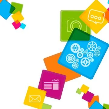 Social network background with empty space for text and colorful cube shapes. Stock Illustration