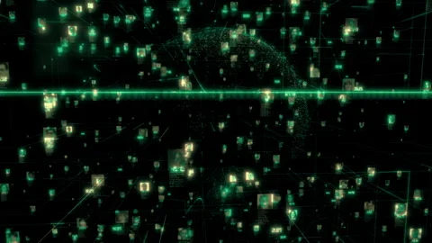 Social network of big data concept with a stream of different people faces Stock Footage 326776119