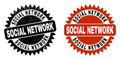 SOCIAL NETWORK Black Rosette Watermark with Corroded Texture Ilustración de archivo