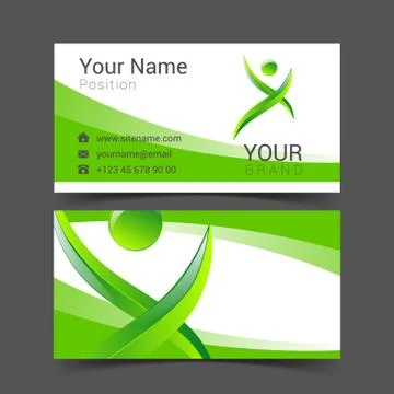 Social network card logo design green blue abstract template set Illustrazione stock