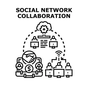 Social network collaboration and digital business partnership concept Stock-Illustration