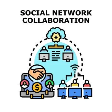 Social network collaboration and digital business partnership concept Stock Illustration