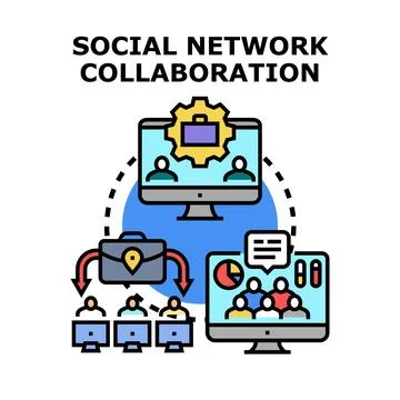 Social network collaboration connecting remote teams online Ilustración de archivo