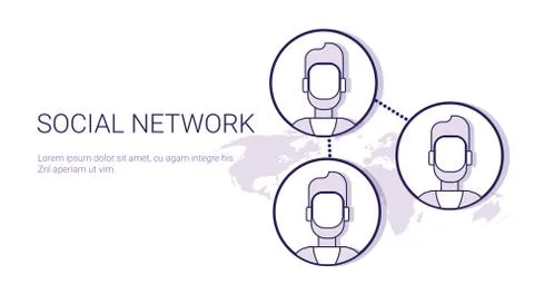 Social Network Communication Concept Web Banner With Copy Space Stock Illustration