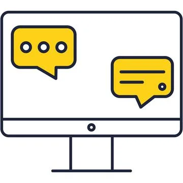 Social network communication via pc software icon Stock Illustration