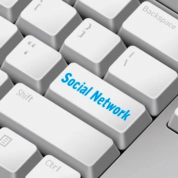 Social network concept with 3d computer keyboard Stock Illustration