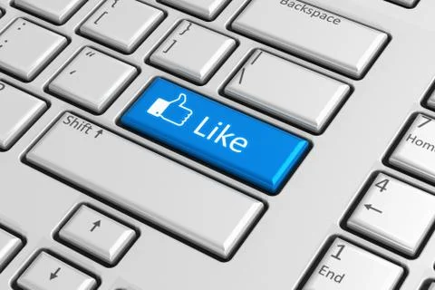 Social network concept: blue like button on keyboard Illustrazione stock