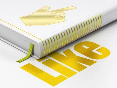 Social network concept: book Mouse Cursor, Like on white background Ilustração Stock