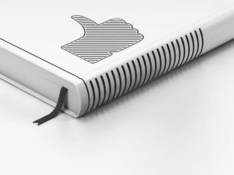 Social network concept: closed book, Thumb Up on white background Stock Illustration