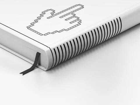 Social network concept: closed book, Mouse Cursor on white Ilustração Stock